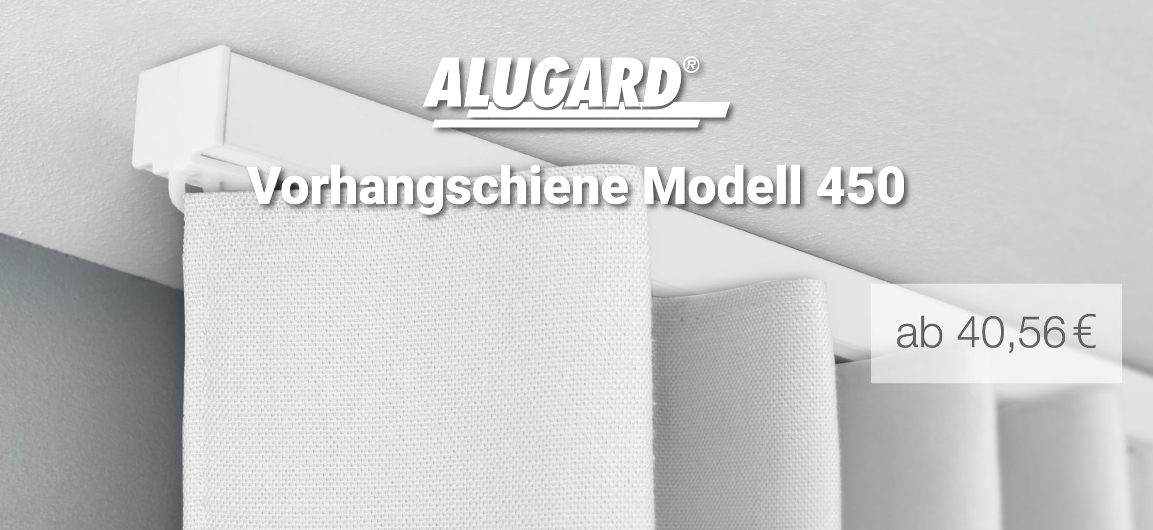 <p>Gardinen / Vorhangschiene zur Schnellmontage Modell 450 inklusive Enddeckel</p>
