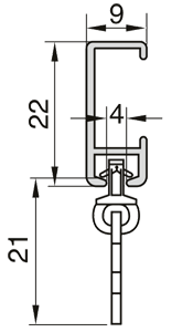 Hochschleuderschiene für die Deckenmontage Modell 550 inklusive Enddeckel